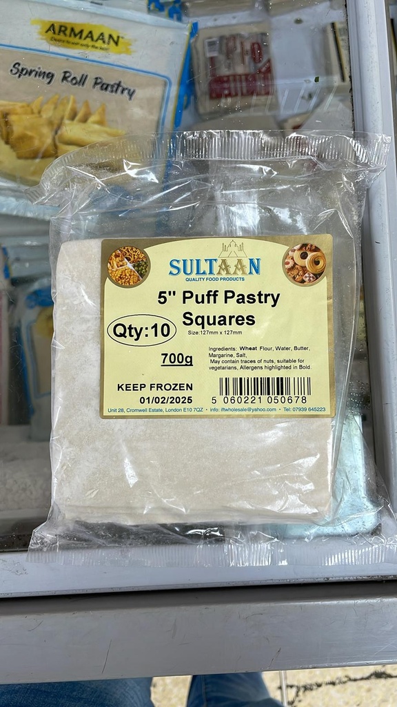 SULTAAN FROZEN PASTRY SQUARES 5X5   X 24